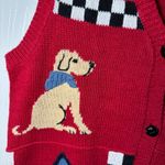Vintage Capacity Petite Small Dog Print Sleeveless Button Down Knit Sweater Vest Red Size undefined Photo 8