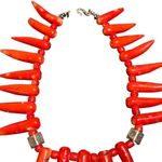 Real Spiked Coral Necklace Sterling Silver Beads Indian Jewelry Fashion Red Photo 7