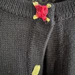 Jack B Quick ribbon beaded embroidered owl cardigan size large Black Photo 1