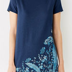 Pure j.jill pj floral knit tunic blue floral tee shirt short sleeve size large Photo 0