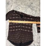 Lucky Brand  Knit Button Front Shirt Top‎ Boho Medallion Floral Print Hippie Photo 5