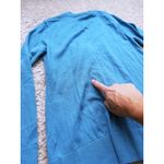 Tory Burch Simone Merino Wool Cardigan Sweater Turquoise Gold Logo Buttons Large Photo 10