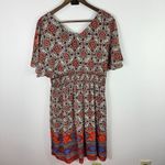 Rabbit Rabbit 14‎ Boho Midi Dress Brown Red Blue Paisley Print Festival Hippie Photo 5