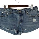 Blank Paige Medium Wash Distressed Denim Shorts L Photo 1