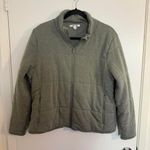 Three Dot Women's Large Green Puffer Jacket Quilted Soft Winter Cozy Size 12 Photo 0