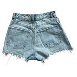 ZARA Frayed Hem High Rise Button Fly Denim Shorts Size 4 Photo 3