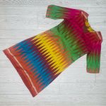 Vintage retro handmade cropped sleeve dress with v neck chevron style small Blue Photo 9