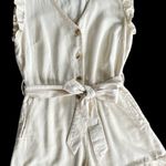 Miss Selfridge  ruffle sleeve belted romper in cream Photo 5