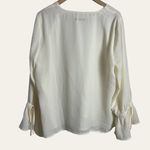 J.Crew Mercantile White Bow Bell Sleeve V-Neck Blouse Top Size L Photo 2