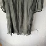 MAXSTUDIO Silk Dress Olive Green Mini Dress Women's‎ Size S Short Sleeve Boho Photo 5