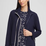 Chico's Zenergy Scuba Contrast Jacket Navy Blue Stretch Athleisure Women 3 XL New Photo 0