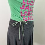 Dolce & Gabbana Vintage Y2K ‎ Teal Hot Pink Monogram Tank Top Side Tie Womens S Photo 3