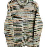 ZARA  Chunky Striped Knit Sweater Fuzzy Cozy Oversized Earthy Mock Neck Size M Photo 0