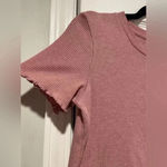 American Eagle Dusty Rose Ribbed Stretchy Short Sleeve Crop Top Henley Size XS Photo 1