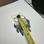 Francesca’s Gold Tone Hoop With Rustic Green Dangles Pierced Earrings NWT Photo 2