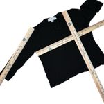 St. John  Collection Marie Gray S Black Textured Open Knit Sweater Top 3/4 Sleeve Photo 5