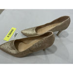 Allegra K Womans Size 7 Gold Sparkly Pointed Toe Heel Pumps Slip On Photo 2