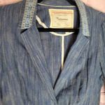 Anthropologie  CARTONNIER BLUE WHITE LINEN BLEND BUTTON FRONT LIGHTWEIGHT BLAZER Photo 2