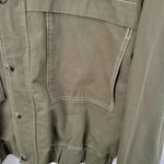Sans Souci  | Army Green Contrast Topstitch Moto Jacket Utility | Size Large Photo 6