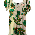 Boutique Eclair Tropical Leaf Print Puff Sleeve Boitique Mini Dress Size Small ECU Photo 0