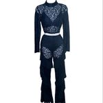 Missguided Carli Bybel x  Navy Blue Lace 2 Piece Festival Matching Set small 4-6 Photo 3