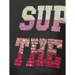 American Crown Women's Long Sleeve V Neck Support The Cure Sequin Tee Bllack XL Black Photo 4