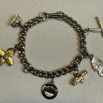 Jefferson Monticello Cannon Mixed Metal Charm Bracelet Gold Tone Vintage Links # Photo 0