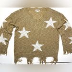 Adora Boutique Oversized Distressed Star Sweater – Size L Gold Size L Photo 4