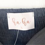 HERRINGSTONES Black Ruffle Long Sleeves Trim Smocked Back Dress, Size Large Photo 2