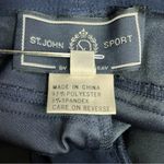 St. John  Sport Pants Size 4 Navy Blue Straight Leg Stretch Trousers Logo Button Photo 9