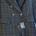 Mina Self Women's Black and White Tweed Blazer Photo 3