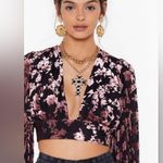 Nasty Gal  Collection Grow Business Velvet Floral Crop Top Photo 2