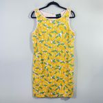 C Wonder Women's Lemon Print Textured Sleeveless Sheath Dress Size 12 Photo 1