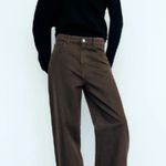 ZARA NWT RELAXED OVERSIZE TAPERED ANIMAL PRINT HIGH-WAIST TRF JEANS Photo 3