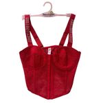 Juicy Couture Red Lace Corset Top 34B Rhinestone Logo Straps Y2K Bustier NEW Photo 2