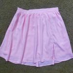 Medium Pastel Pink Lined Lightweight Side Slit Zip Up Short Mini Circle Skirt Photo 0
