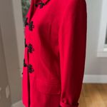 Vintage International Scene Red Wool Blazer Jacket Black Velvet Collar Cording S Photo 4