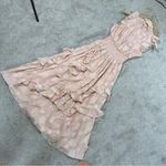 Rebecca Taylor Silk Blend High-Smocked Floral Fil Coupé Midi Dress Blush Pink 2 Photo 2