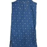 Vintage Solutions Original Blue Denim Floral Embroidered Overall Midi Dress Sz L Photo 1