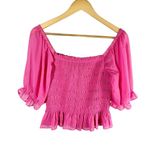 WAYF  Smocked Crop Top Size XL Summer Top Vacation Hot Pink Photo 1