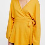 Free People Neptune Square Boho Wrap Tunic in Sun Yellow Size X-Small Preloved Photo 0