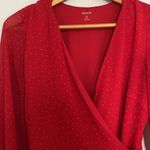 Kensie  Red and White Dot Wrap Blouse Size Extra Small Photo 1