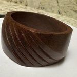 Wooden Handcrafted Wide Bangle Bracelet 7 3/4 Inch Brown Wood Photo 0