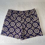 Elevenses Anthropologie  Blue and cream Floral High Waist Shorts Photo 2