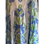 Michelle McDowell Maxi Dress Women XXL Blue Green Ikat Print Square Neck Tiered Photo 2