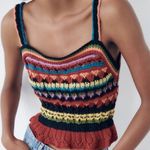 ZARA Multicolor Striped Crochet Knit Top Photo 0