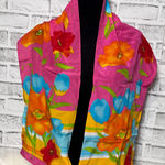 Liz Claiborne Silk Scarf Floral Pink Orange Blue Lightweight Accessory Photo 0