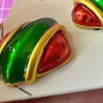 ALDO  squre red and green stud earring gold tone Photo 2
