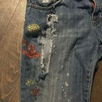 Jessica Simpson  Low Rise JeansY2K Fray Flare Floral Painted‎ Denim Women's 8 Photo 3