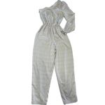 Love, Whit by Whitney Port Jumpsuit Womens 4 Ivory Jacquard One Shoulder Stretch White Photo 1